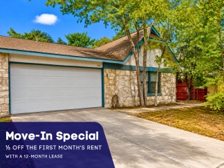 Move-In Special. ½ off the first full month's rent with a 12-month lease.