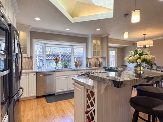 Elegant Saratoga Residence with Chefs Kitchen, Primary Suite & Garden Yard