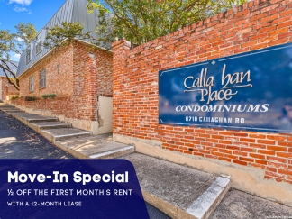 Move-In Special. ½ off the first full month's rent with a 12-month lease
